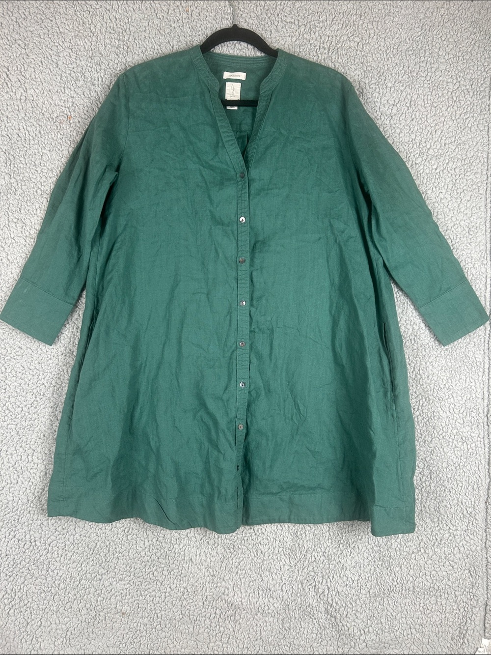 JOIE 100% Linen Oversized Button Front Green Shirt  Dress Size XS